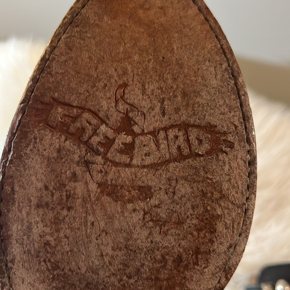 EUC Freebird Saloon Distressed Silver Buckle Black/ Brown Booties Size 8 - Picture 6 of 14